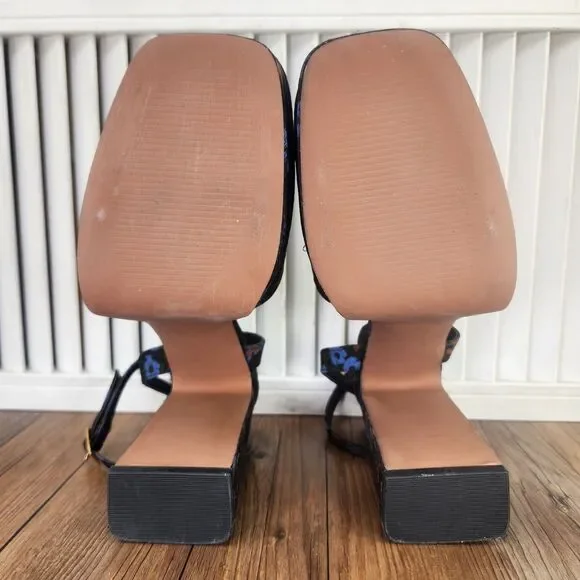 ASOS Design Peaked Platform High Heels Womens Size 9 Black Floral Chunky Shoes - Picture 7 of 11